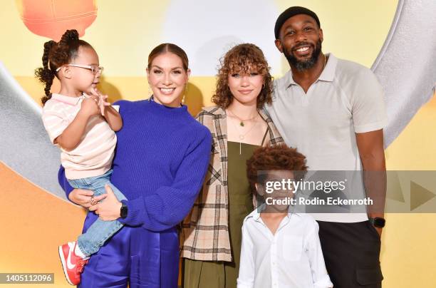 Zaia Boss, Allison Holker, Weslie Fowler, Maddox Laurel Boss, and Stephen "tWitch" Boss attend Illumination and Universal Pictures' "Minions: The...