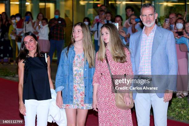 Queen Letizia of Spain, Princess Sofia of Spain, Crown Princess Leonor of Spain and King Felipe VI of Spain attend the Maria Pages performance at the...