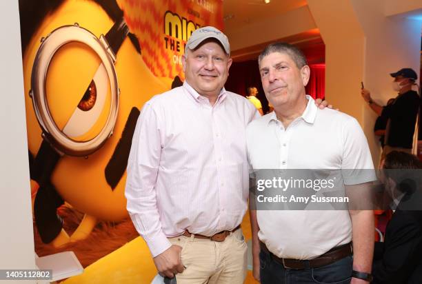 Chris Meledandri and Jeff Shell, CEO of NBCUniversal attend the pre-party for Illumination and Universal Pictures' "Minions: The Rise of Gru" Los...