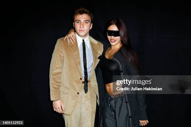 Rocco Ritchie is pictured backstage with his sister Lourdes Leon after the Marine Serre Menswear Spring Summer 2023 show as part of Paris Fashion...