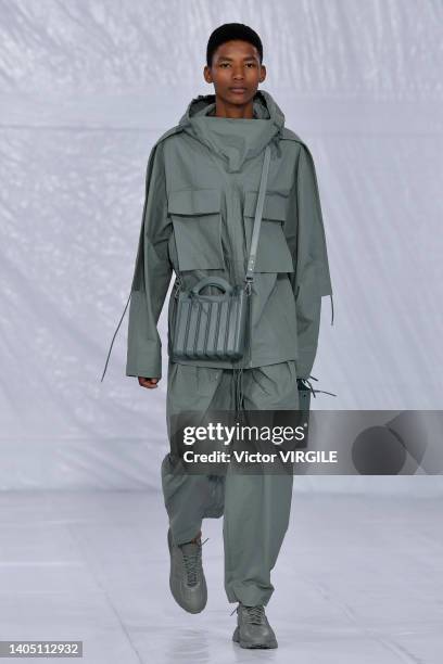 Model walks the runway during the Craig Green Ready to Wear Spring/Summer 2023 fashion show as part of the Paris Men Fashion Week on June 25, 2022 in...