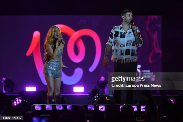 The singers Ana Mena and Melendi at the 30th anniversary concert of Cadena 100, at the Wanda Metropolitano, on 25 June, 2022 in Madrid, Spain. The...