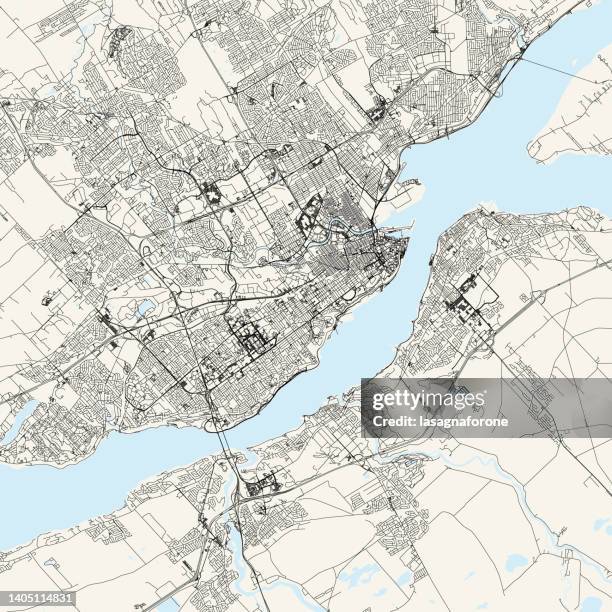 illustrations, cliparts, dessins animés et icônes de québec city, québec, canada vector map - la citadelle laferriere