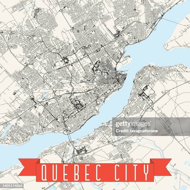 quebec city, quebec, canada vector map - montreal downtown stock illustrations