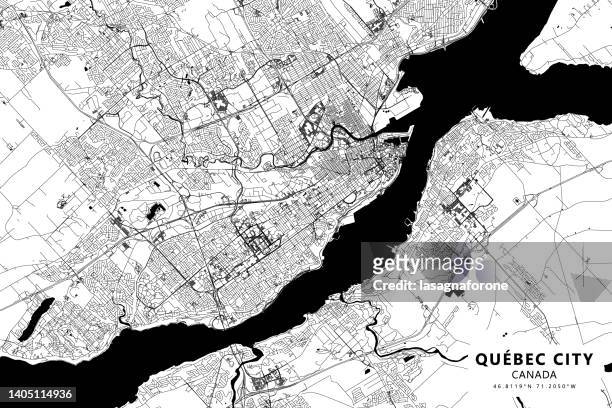 quebec city, quebec, canada vector map - montreal downtown stock illustrations