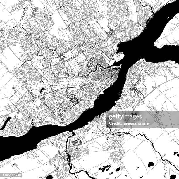 quebec city, quebec, canada vector map - laval canada stock illustrations