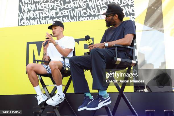 Dao-Yi Chow and Maxwell Osbourne speaks during "MADE" New York 2022 panel discussion at Brooklyn Bridge Park on June 25, 2022 in New York City.