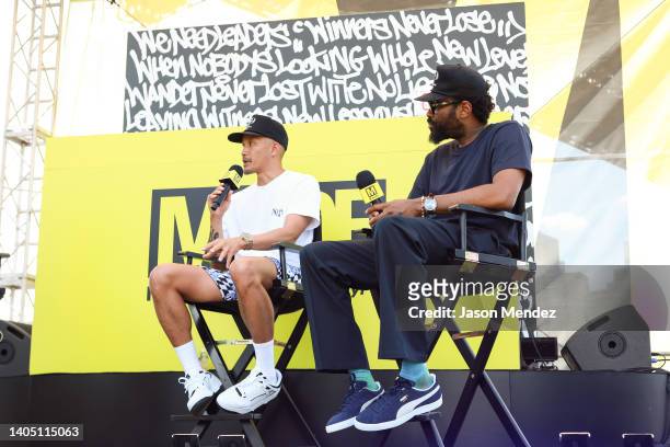 Dao-Yi Chow and Maxwell Osbourne speaks during "MADE" New York 2022 panel discussion at Brooklyn Bridge Park on June 25, 2022 in New York City.