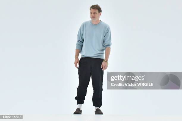 Fashion designer Jonathan Anderson walks the runway during the Loewe Ready to Wear Spring/Summer 2023 fashion show as part of the Paris Men Fashion...