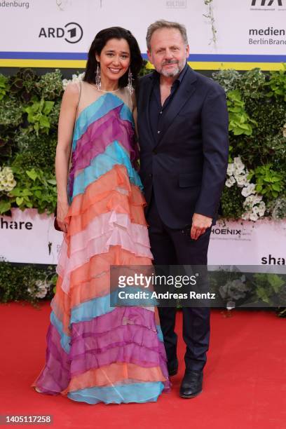Dorka Gryllus and Samuel Finzi arrive for the 72nd Lola - German Film Award at Palais am Funkturm on June 24, 2022 in Berlin, Germany.