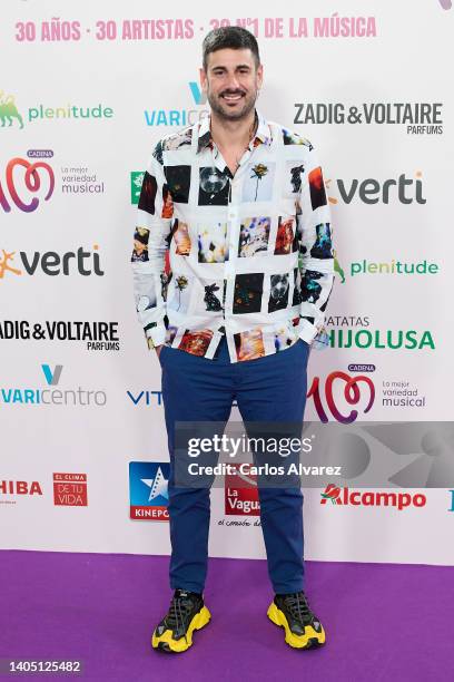 Singer Melendi attends the Cadena 100 30th anniversary concerts photocall at the Wanda Metropolitano Stadium on June 25, 2022 in Madrid, Spain.