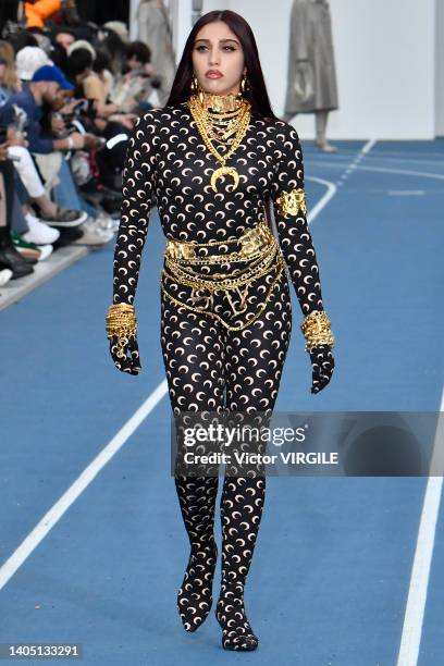 Lourdes Leon walks the runway during the Marine Serre Ready to Wear Spring/Summer 2023 fashion show as part of the Paris Men Fashion Week on June 25,...