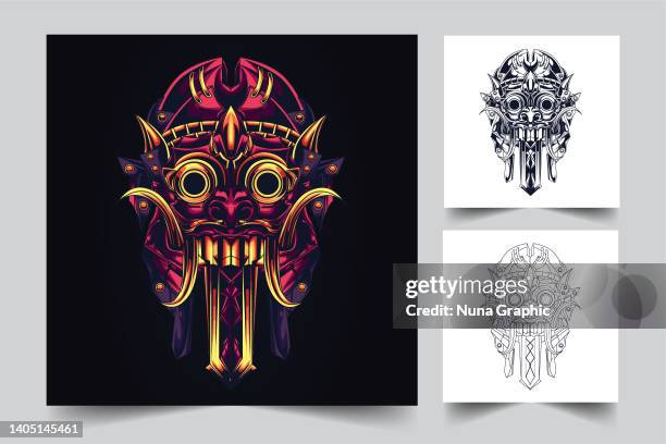 mecha ragda logo - skull helmet stock illustrations