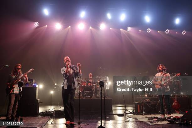 Trevor Weekz and Rick Mitarotonda of Goose perform with Father John Misty at Radio City Music Hall on June 25, 2022 in New York City.