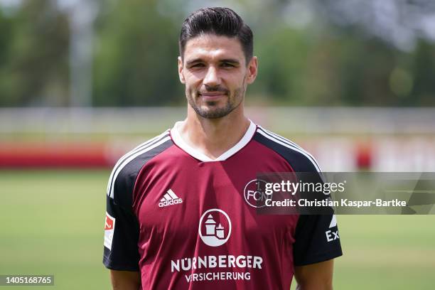 Christopher Schindler of 1. FC Nürnberg poses during the team presentation at Training ground of 1.FC Nürnberg on June 23, 2022 in Nuremberg, Germany.