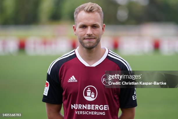 Pascal Koepke of 1. FC Nürnberg poses during the team presentation at Training ground of 1.FC Nürnberg on June 23, 2022 in Nuremberg, Germany.