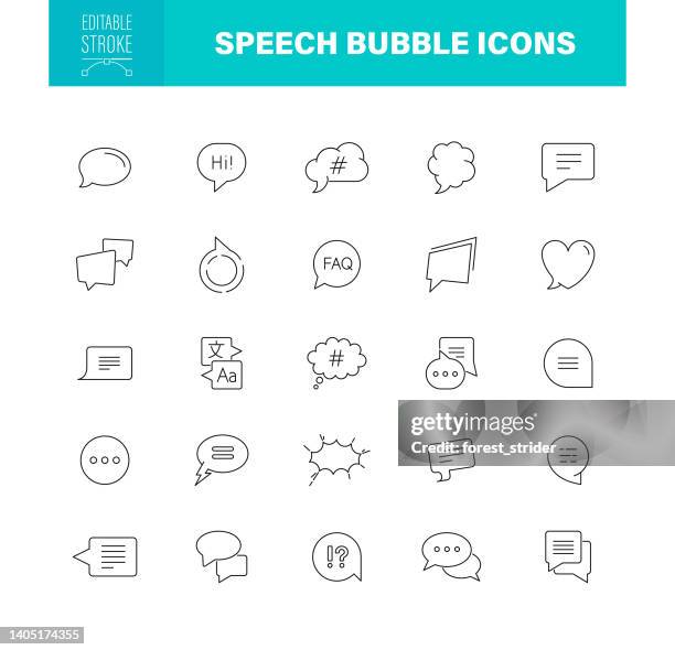 speech bubble icons. editable stroke. - thinking bubble stock illustrations