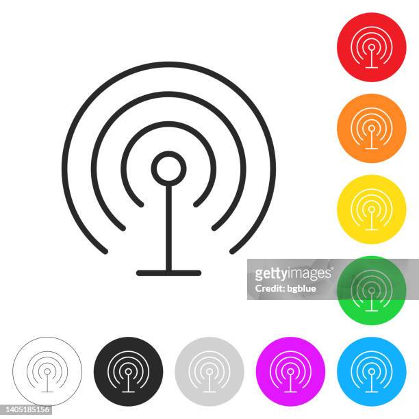 antenna. icon on colorful buttons - communications tower editable stock illustrations