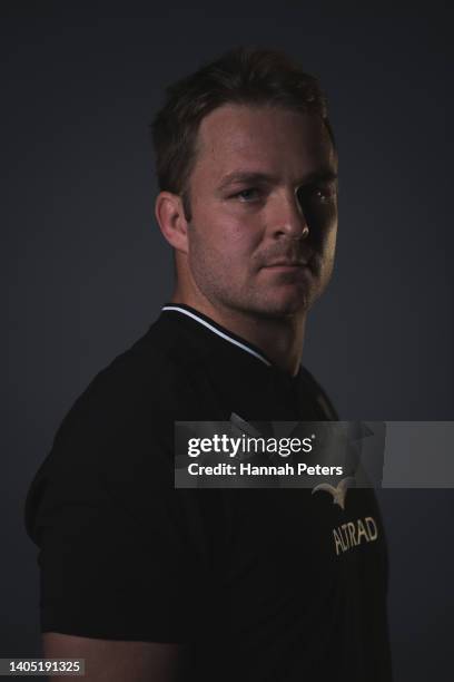 Sam Cane poses during the New Zealand All Blacks 2022 headshots session at the Park Hyatt Hotel on June 21, 2022 in Auckland, New Zealand.