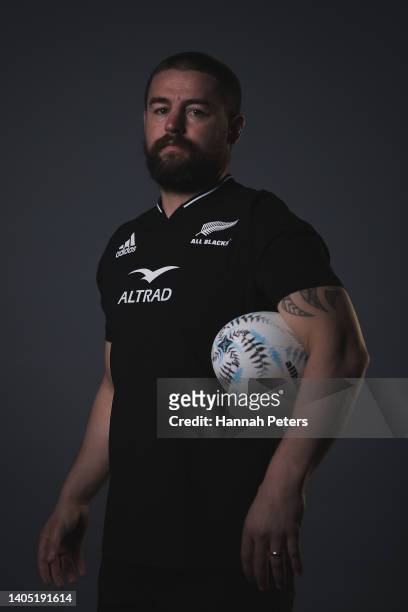 Dane Coles poses during the New Zealand All Blacks 2022 headshots session at the Park Hyatt Hotel on June 21, 2022 in Auckland, New Zealand.