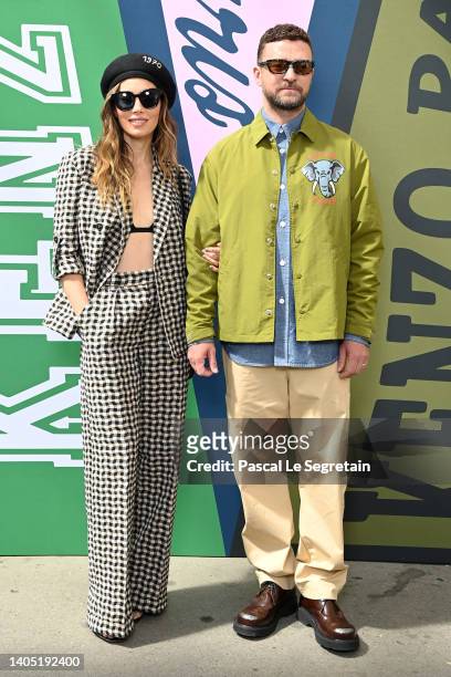 Jessica Biel and Justin Timberlake attend the Kenzo Menswear Spring Summer 2023 show as part of Paris Fashion Week on June 26, 2022 in Paris, France.