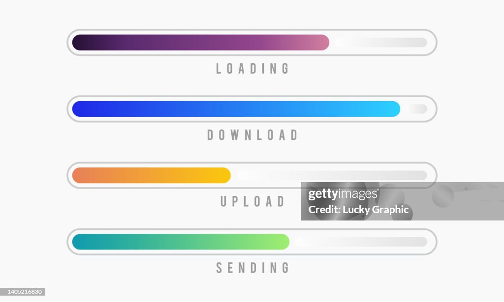 Set Of Loading Bar Vector Illustration Progress Visualization Loading ...