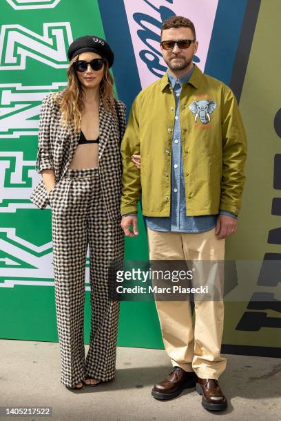 Jessica Biel and Justin Timberlake attend the Kenzo Menswear Spring Summer 2023 show as part of Paris Fashion Week on June 26, 2022 in Paris, France.