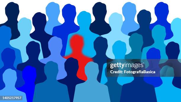 defocused red man - blurred crowd stock illustrations