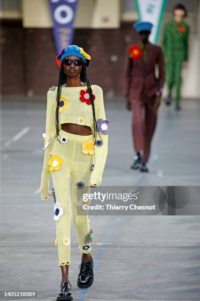 Model walks the runway during the Kenzo Menswear Spring Summer 2023 show as part of Paris Fashion Week on June 26, 2022 in Paris, France.