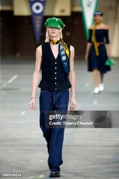 Model walks the runway during the Kenzo Menswear Spring Summer 2023 show as part of Paris Fashion Week on June 26, 2022 in Paris, France.