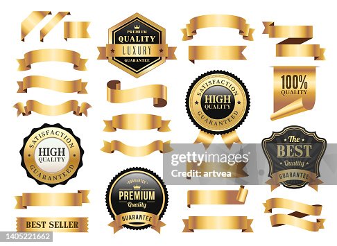 Gold Badges and Ribbons Set Gold Badges and Ribbons Set