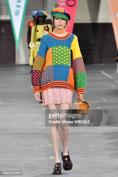 Model walks the runway during the Kenzo Ready to Wear Spring/Summer 2023 fashion show as part of the Paris Men Fashion Week on June 26, 2022 in...