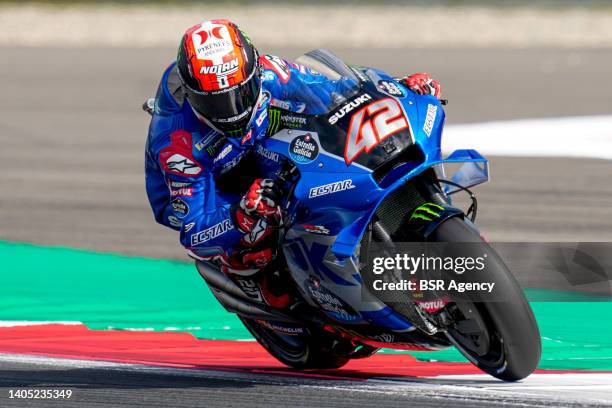 Alex Rins of Team Suzuki Ecstar and Spain during the MotoGP of Netherlands at TT Assen on June 26, 2022 in Assen, Netherlands.