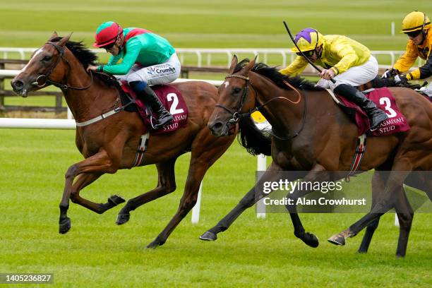 Billy Lee riding La Petite Coco win The Alwasmiyah Pretty Polly Stakes at Curragh Racecourse on June 26, 2022 in Kildare, Ireland.