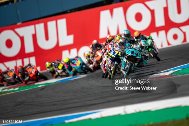 Moto3 rider Tatsuki Suzuki of Japan and Leopard Racing leads the race at the end of lap one during the race of the MotoGP Motul TT Assen at TT...