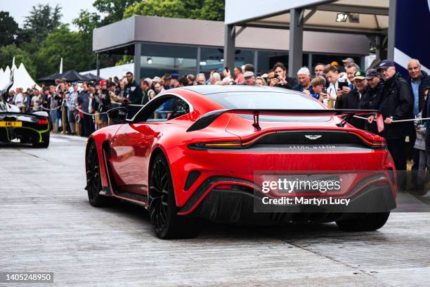 The Aston Martin V12 Vantage seen at Goodwood Festival of Speed 2022 on June 23rd in Chichester, England. The annual automotive event is hosted by...