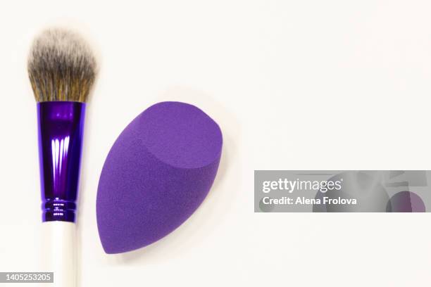 makeup blender and brushes - cleaning sponge stock pictures, royalty-free photos & images