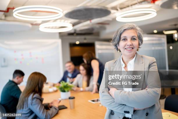 portrait of a business woman during a meeting - chief financial officers stock pictures, royalty-free photos & images