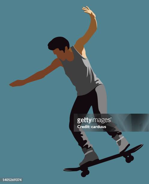vector silhouette of a skateboarder - human interest stock illustrations
