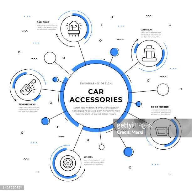 ilustraciones, imágenes clip art, dibujos animados e iconos de stock de diseño infográfico de accesorios para automóviles - remote controlled