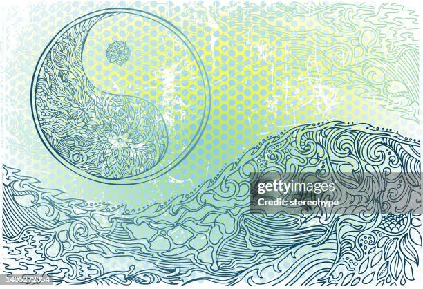 oceanic harmony - ying yang stock illustrations