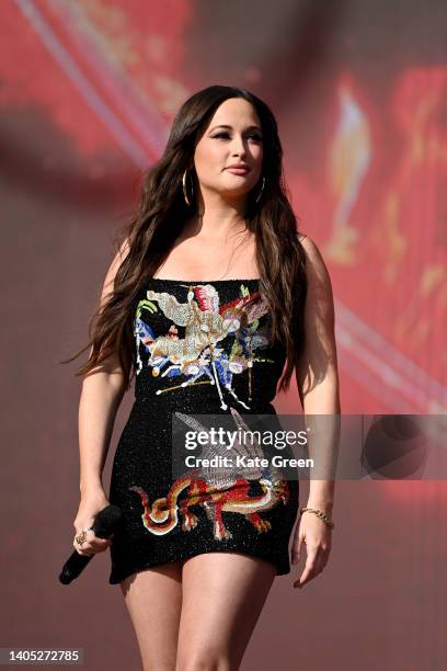 Kacey Musgraves performs during day five of Glastonbury Festival at Worthy Farm, Pilton on June 26, 2022 in Glastonbury, England.