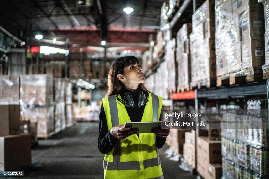 Warehouse worker taking inventory