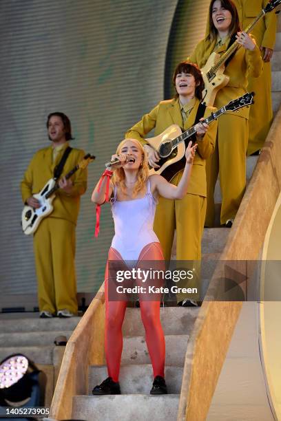 Lorde performs on the Pyramid Stage during day five of Glastonbury Festival at Worthy Farm, Pilton on June 26, 2022 in Glastonbury, England.