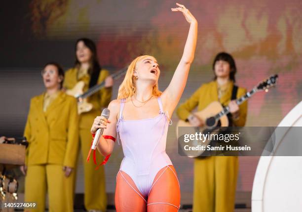 Lorde performs on the Pyramid Stage during day five of Glastonbury Festival at Worthy Farm, Pilton on June 26, 2022 in Glastonbury, England.