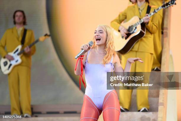 Lorde performs on the Pyramid Stage during day five of Glastonbury Festival at Worthy Farm, Pilton on June 26, 2022 in Glastonbury, England.