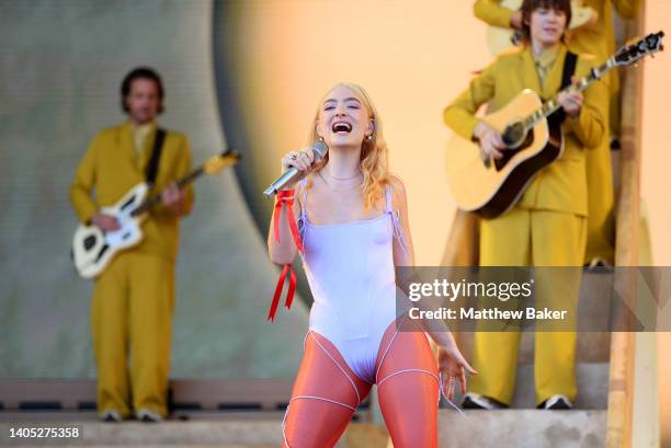Lorde performs on the Pyramid Stage during day five of Glastonbury Festival at Worthy Farm, Pilton on June 26, 2022 in Glastonbury, England.