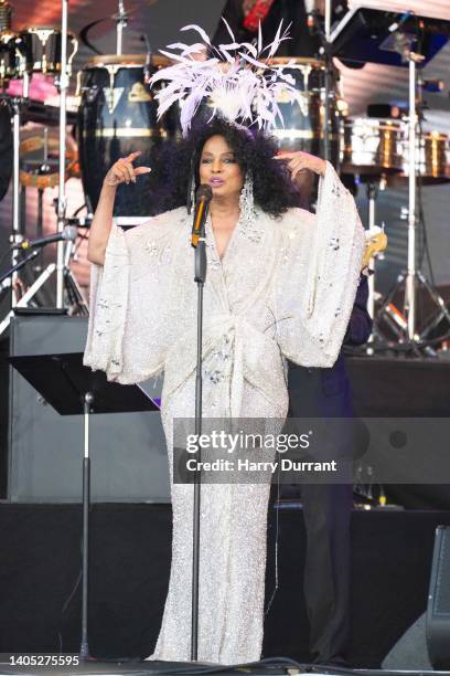 Diana Ross performs on The Pyramid Stage during day five of Glastonbury Festival at Worthy Farm, Pilton on June 26, 2022 in Glastonbury, England.