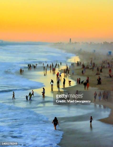 a day at the beach - california coastline stock pictures, royalty-free photos & images