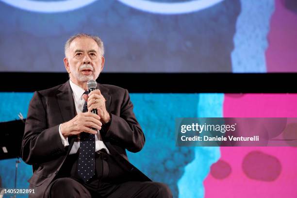 Director Francis Ford Coppola is seen on stage during the Taormina Film Fest 2022 Opening Ceremony on June 26, 2022 in Taormina, Italy.